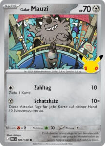 Pokémon Sammelkarte von Galar-Mauzi aus der 30 Jahre Erweiterung (Hauptset)