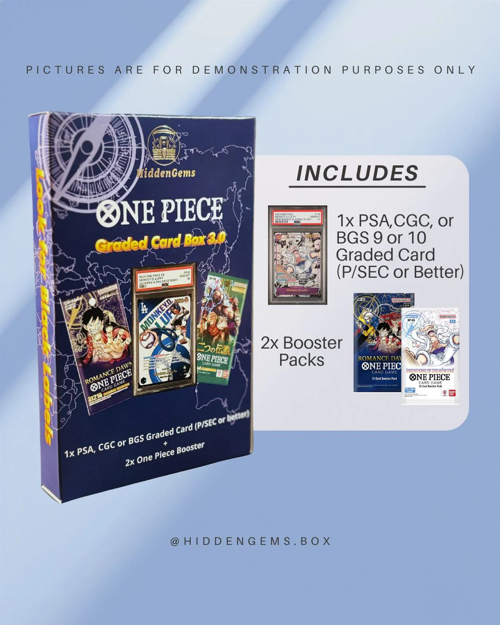 hidden gems one piece graded card box 3.02