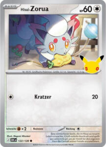 Pokémon Sammelkarte von Hisui-Zorua aus der 30 Jahre Erweiterung (Hauptset)