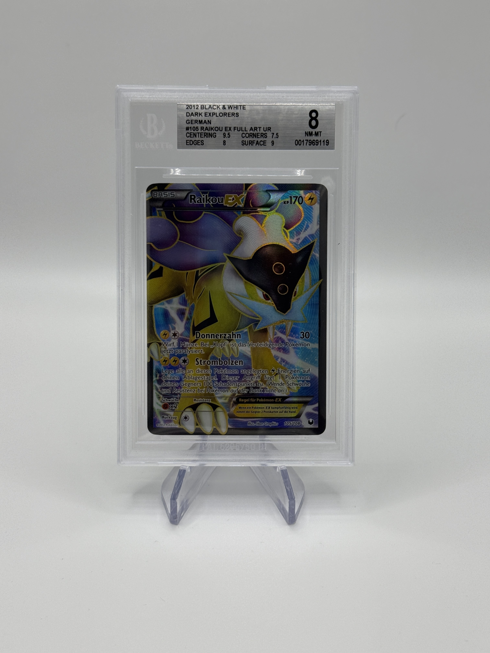 pokemon raikou ex full art dark explorers (deutsch) bgs 8