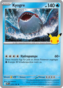 Pokémon Sammelkarte von Kyogre aus der 30 Jahre Erweiterung