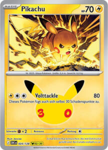Pokémon Sammelkarte von Pikachu aus der 30 Jahre Erweiterung