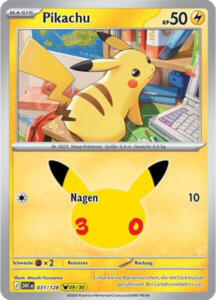 Pokémon Sammelkarte von Pikachu aus der 30 Jahre Erweiterung
