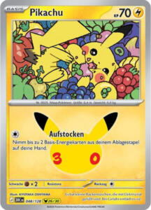 Pokémon Sammelkarte von Pikachu aus der 30 Jahre Erweiterung