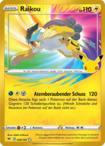 Pokémon Sammelkarte von Raikou aus der 30 Jahre Erweiterung (Classic Collection)
