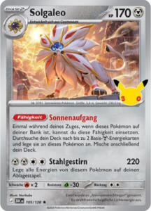 Pokémon Sammelkarte von Solgaleo aus der 30 Jahre Erweiterung